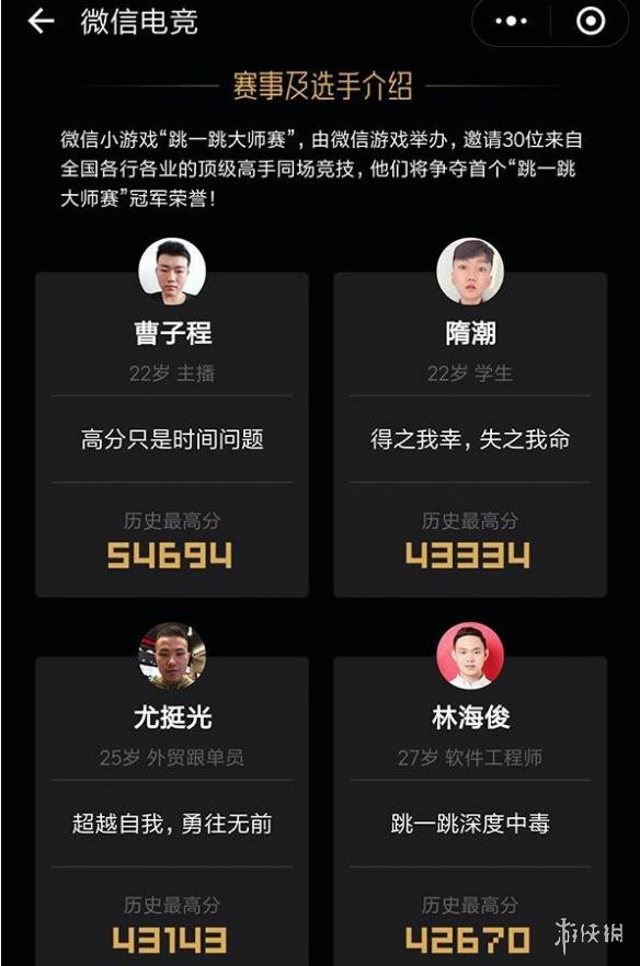 近日，微信公布“跳一跳”将于4月21日在广东举办首届大师赛，并且已经给出了全国“最溜”的30名选手名单，一起来看看吧！