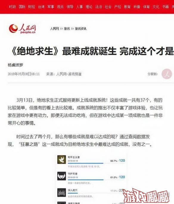 人民网是中国最具公信力的新闻媒体之一，通常报道的内容以党政新闻为主。但近日人民网游戏频道接连发了两篇关于《绝地求生》攻略，网友调侃：人民网，果然很人民。