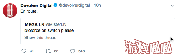 近日，《武装原型》的开发商Devolver Digital 在推特上回应玩家「请把《武装原型》带上 Switch」的请求时表示已经“在路上”了。