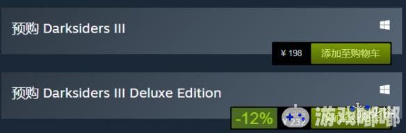 昨晚，在正式公布游戏的发售日之后，《暗黑血统3（Darksiders III）》也在Steam平台开启了预售，游戏普通版国区售价为198元，支持简体中文。