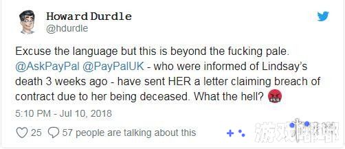 PayPal向已故女士发信件解释她的死亡违反了账户持有人相关的政策，该文档副本被该女士丈夫挂到社交网络上，无数网友表示愤怒！