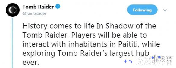 今天，《古墓丽影：暗影（Shadow of the Tomb Raider）》官推公布了两张游戏新截图，揭秘神秘村落帕依提提，来看看吧！