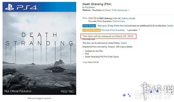 今日，亚马逊商店突然上线了PS4游戏《死亡搁浅》的发售日：2019年3月29日！这位“队友”实在太给力了！