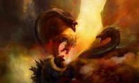 《哥斯拉：怪兽之王》将于2019年5月31日北美上映，今天影片公布了一款SDCC油画限定海报，哥斯拉大战王者基多拉！