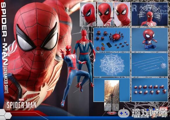 PS4《漫威蜘蛛侠》推出了一款全新的手办，小虫身穿游戏中的高级套装（有白色蜘蛛的那款）姿势凛然，一起来欣赏一下吧！