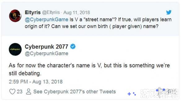《赛博朋克2077(Cyberpunk 2077)》的官方推特最近回答了玩家提问，透露了他们正在考虑《赛博朋克2077》主角名字自定义的事情，一起来看看吧！