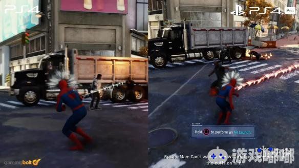 PS4《漫威蜘蛛侠(Marvels Spider-Man)》即将发售，外媒gamingbolt已经提前体验了这款游戏，昨天，他们放出了一段《漫威蜘蛛侠》PS4 Pro VS PS4的画面对比视频，让我们一起来看看吧！