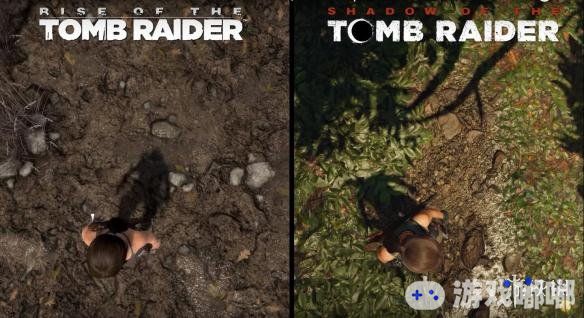 有人发布了一段《古墓丽影：暗影（Shadow of the Tomb Raider）》与《古墓丽影：崛起》同屏对比视频，发现新作在大部分地方的画质和视效有所提升，但也有一些细节变差了！