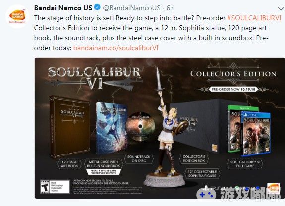 万代南梦宫美国今日公开《灵魂能力6（Soul Calibur VI）》典藏版信息并开启预购，其中包含的12英寸索菲娅手办备受关注，心动的话就赶紧行动了哟！