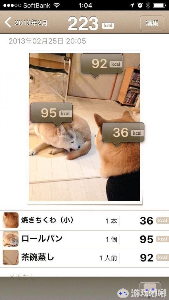 日本网友脑洞大开，用检测食物卡路里的APP检测自家的狗子，可怜的柴柴被分解成了不同的食物，一起来看看吧！