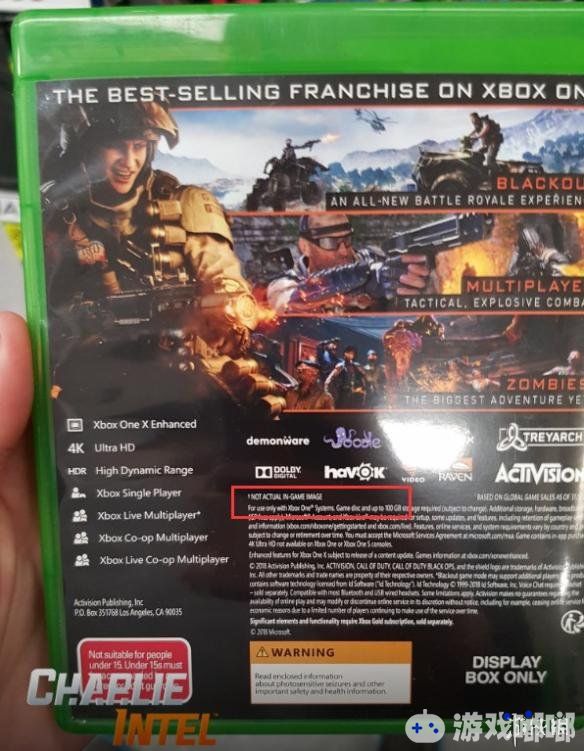 《使命召唤15：黑色行动4（Call of Duty: Black Ops 4）》主机版硬盘需求曝光，无论是PS4版还是Xbox版封面都注明了游戏需要100GB的硬盘空间。