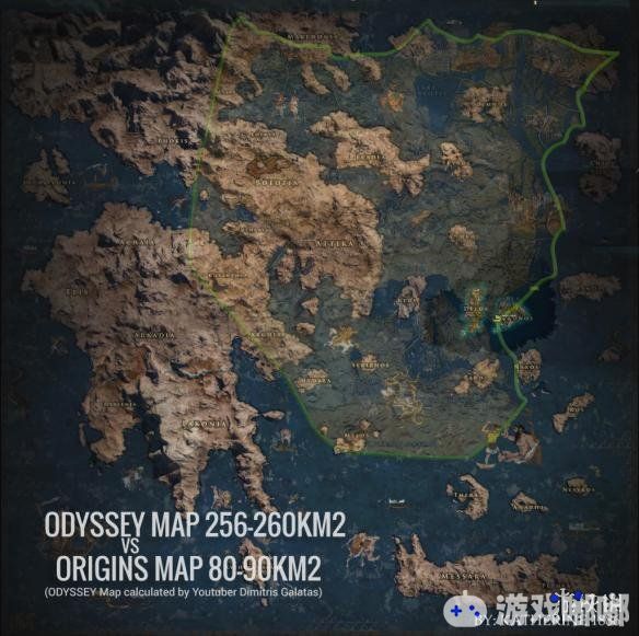 近日外媒将即将发售的《刺客信条：奥德赛（Assassins Creed: Odyssey）》与《刺客信条：起源》的地图进行一个对比，前者地图几乎是后者的三倍大？！让我们来一起看看吧！
