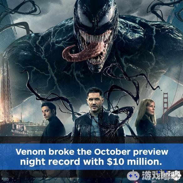 本周末，《毒液：致命守护者》正式登陆北美电影市场，光是周四17点开始的提前夜场，一夜吸金1000万美元，可谓是来势汹汹，分分钟创下10月票房新记录，一起来了解一下吧。
