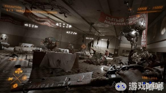 近日，FPS新作《原子之心（Atomic Heart）》发布了一组全新游戏截图，从截图中我们可以看到游戏的整个废墟场景和杂乱的实验室，还有各种设计奇葩的机器敌人。