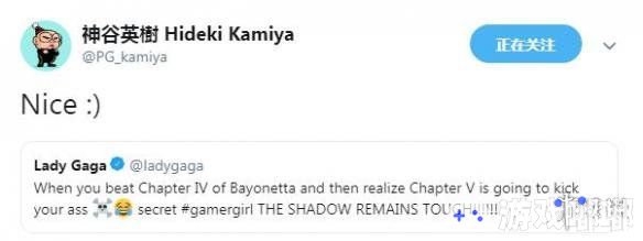 今日，欧美著名歌手Lady Gaga发推表示她目前正在玩《猎天使魔女（Bayonetta）》，并透露自己私底下也是一位女玩家。