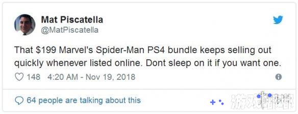 NPD的分析师Mat Piscatella近日发布推特表示，索尼推出的“黑色星期五”《漫威蜘蛛侠(Marvels Spider-Man)》PS4同捆套装目前在亚马逊上已经被一抢而空了。一起来看看吧！