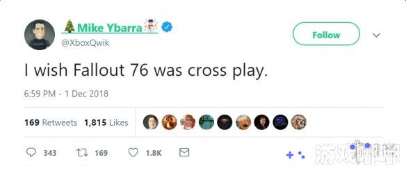 Xbox部门副总裁Mike Ybarra近日发布了一条推文，说“我希望《辐射76(Fallout 76)》能跨平台”，推文发布后，国外玩家也纷纷玩起了这个“许愿”体，一起来看看吧！