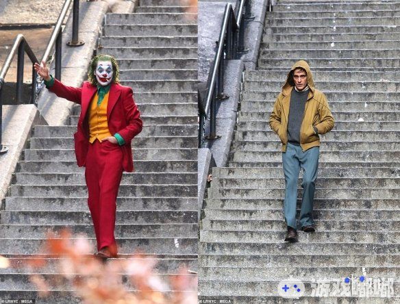 由杰昆·菲尼克斯主演的《小丑》拍摄已经全部完成，纽约最后一日片场照曝光了小丑与他的分身亚瑟·弗莱克的双重扮相，来看看吧！