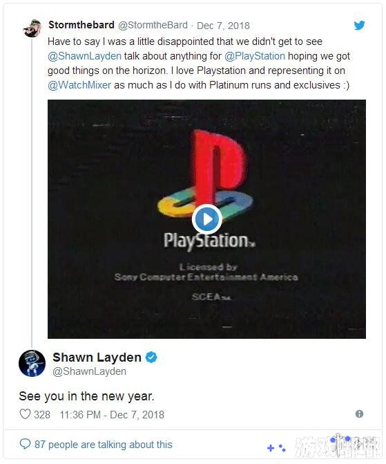 最近索尼一直比较低调，并没有公布什么“大新闻”，对此粉丝也是有点失望，PlayStation美国的老大Shawn Layden近日在推特上回复了一位粉丝的推文，暗示索尼明年将会公布“大消息”，一起来看看吧！