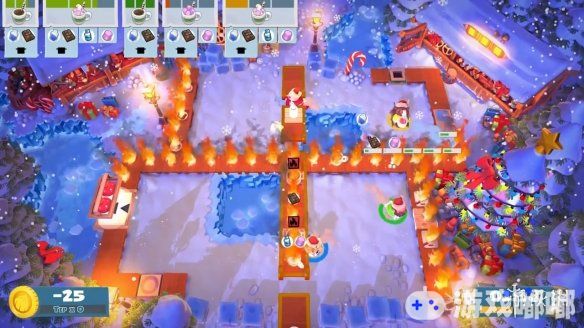 模拟烹饪游戏《煮糊了2（Overcooked 2）》推出圣诞节免费更新，将加入两个新角色和游戏的练习模式，以及2人1组本地玩家和另外的一组本地玩家可以进行在线对战的新功能等。一起来看看吧！