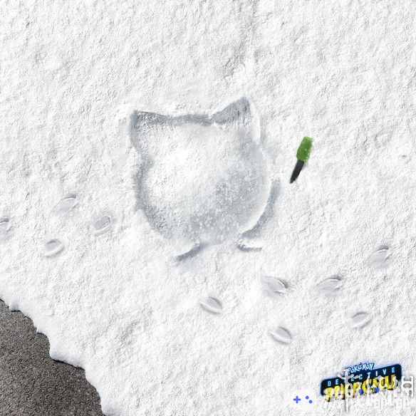 《名侦探皮卡丘》最新海报公布，这次向大家展示的是宝可梦们的雪地印迹照，一起来看一下！